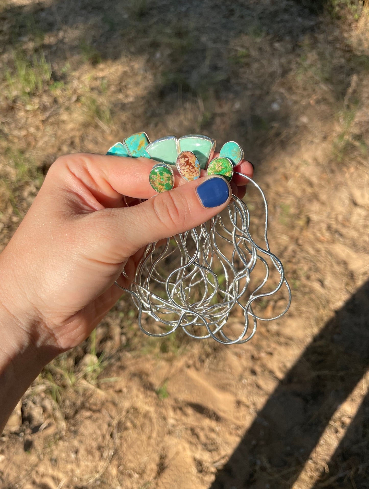 Abstract hoops #4- turquoise