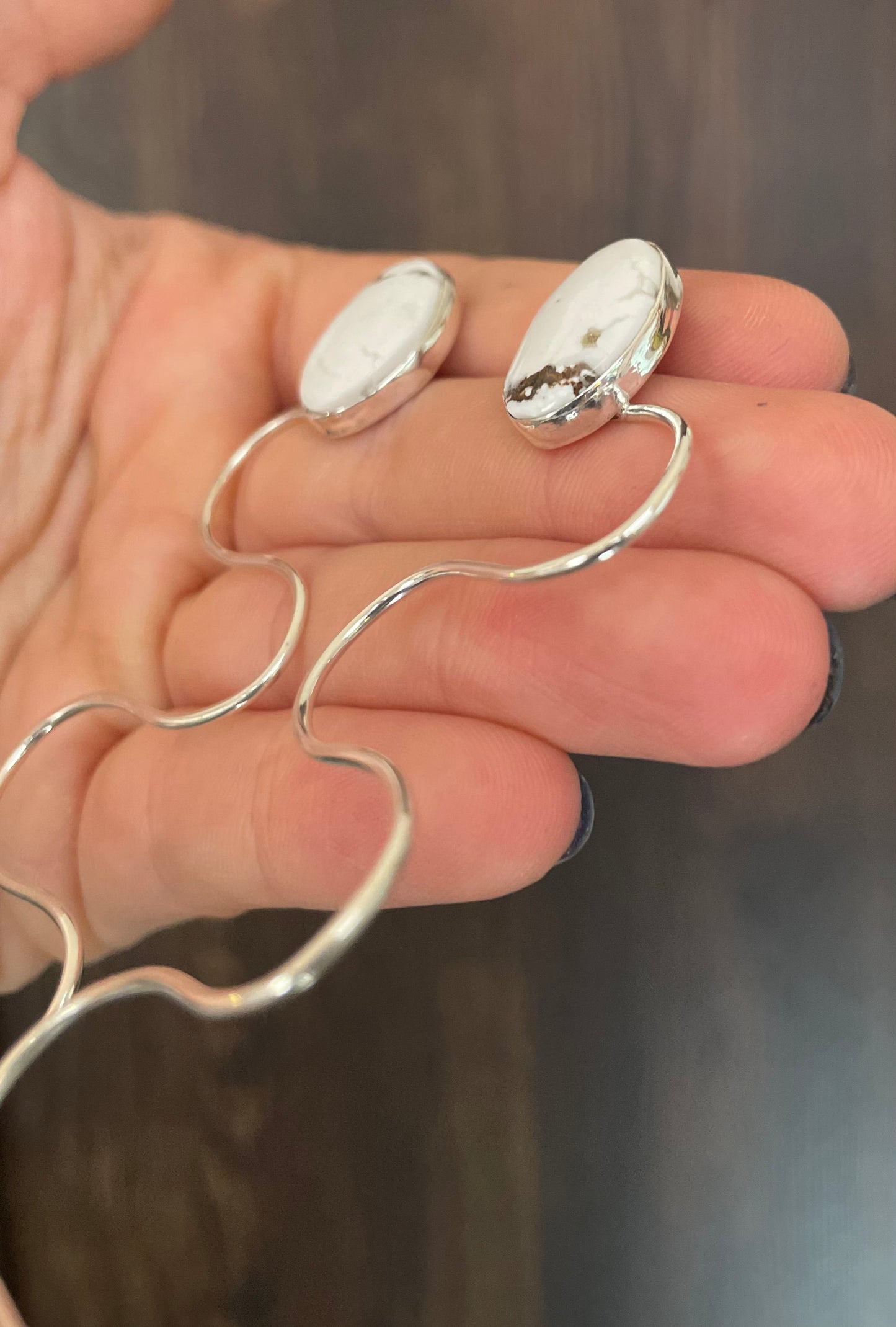 Snake earrings #2- White buffalo