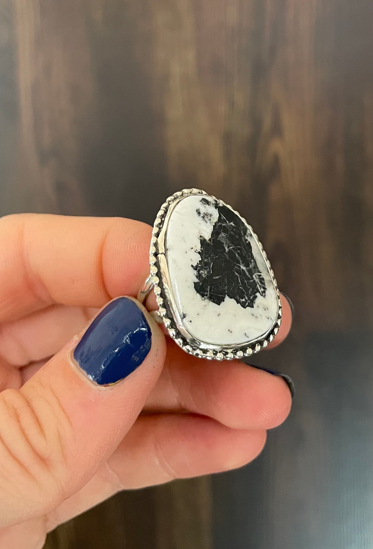White buffalo turquoise ring- size 8.5