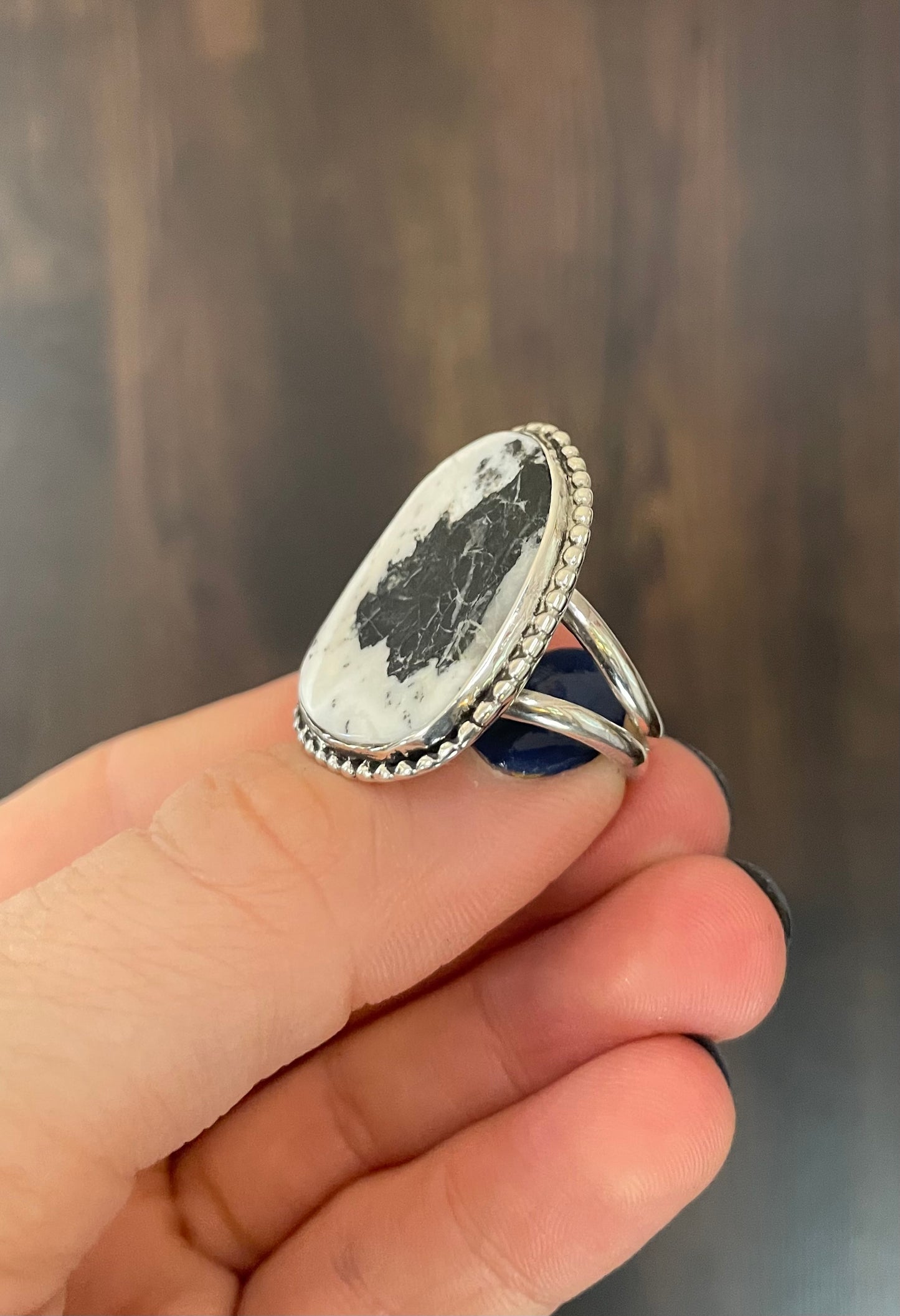 White buffalo turquoise ring- size 8.5