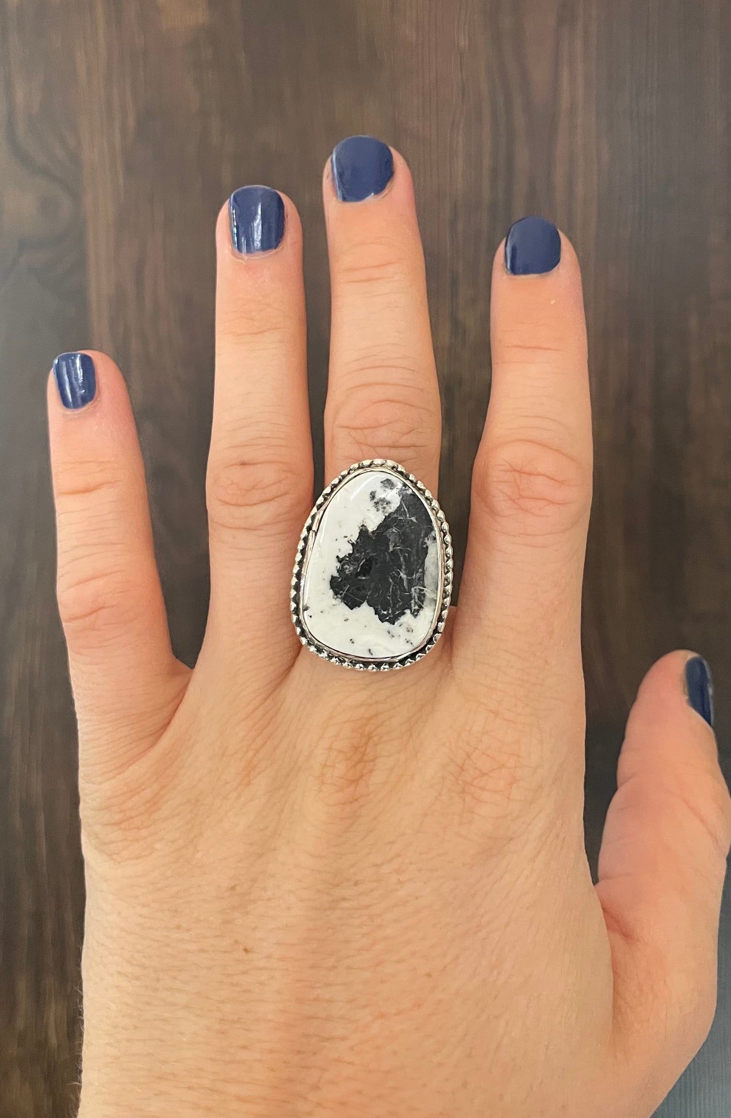 White buffalo turquoise ring- size 8.5