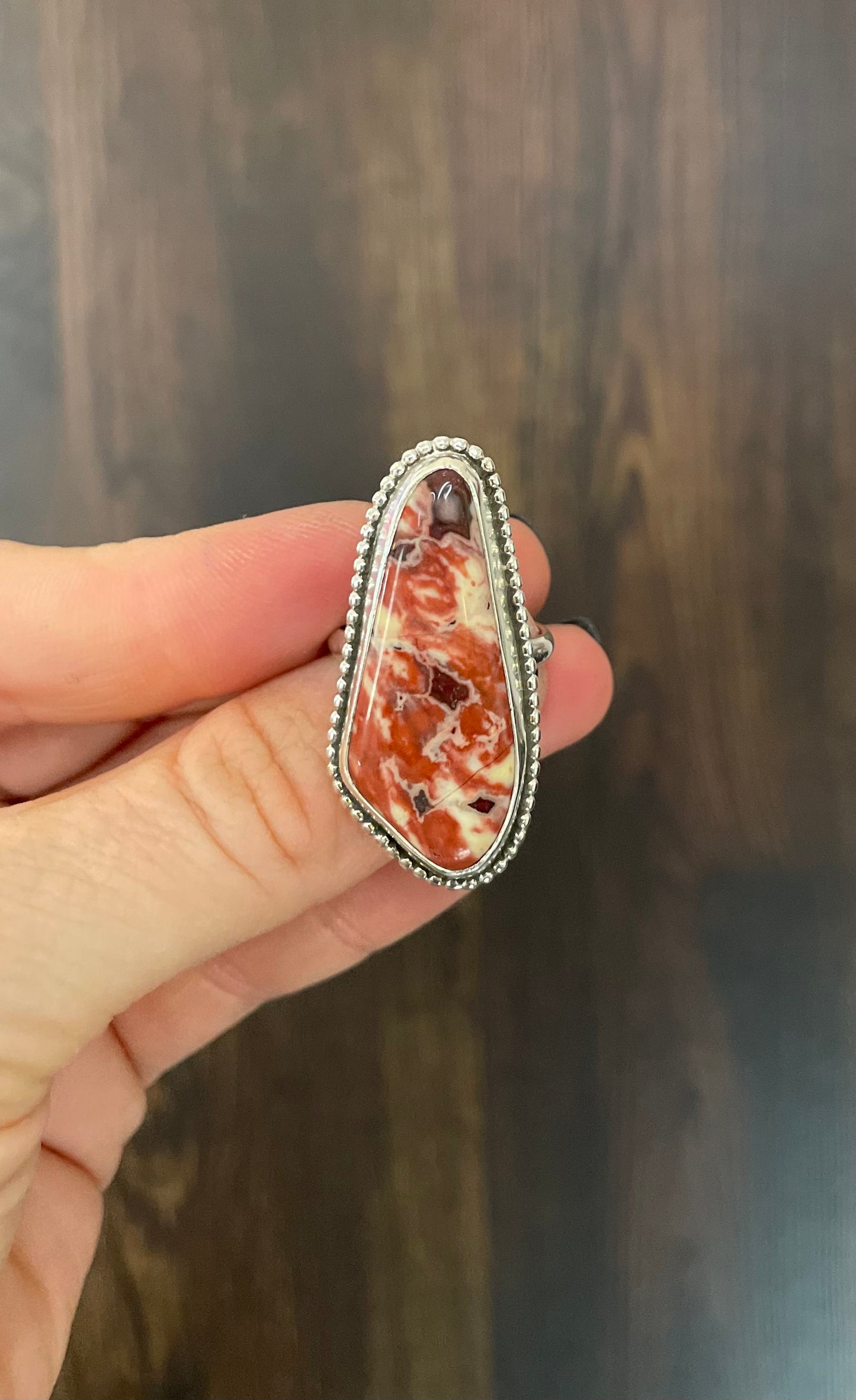 Poppy jasper ring- size 8