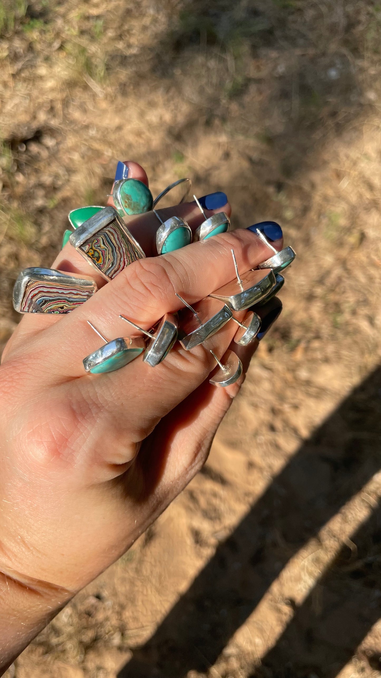 Abstract hoops #5- turquoise