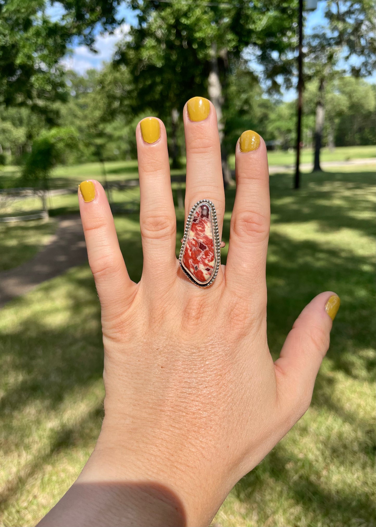 Poppy jasper ring- size 8