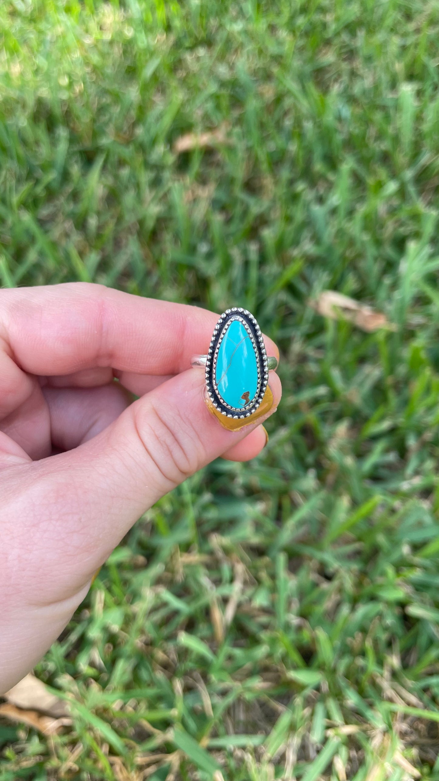 Turquoise Droplet ring- size 5.5