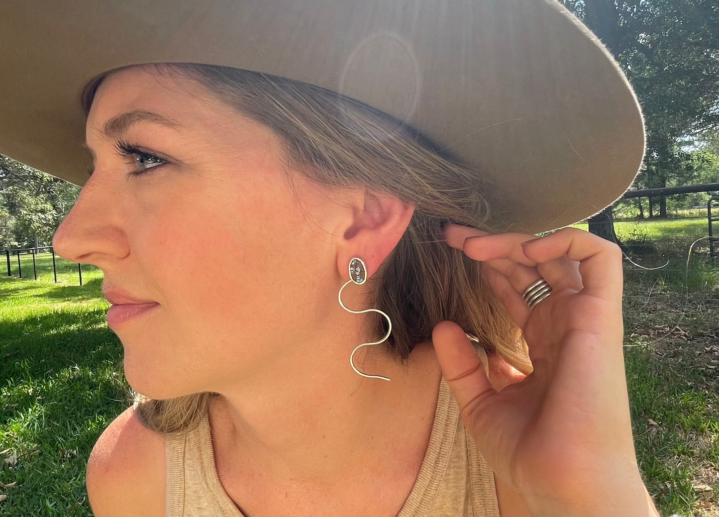 Snake earrings #4- Golden Hills Turquoise