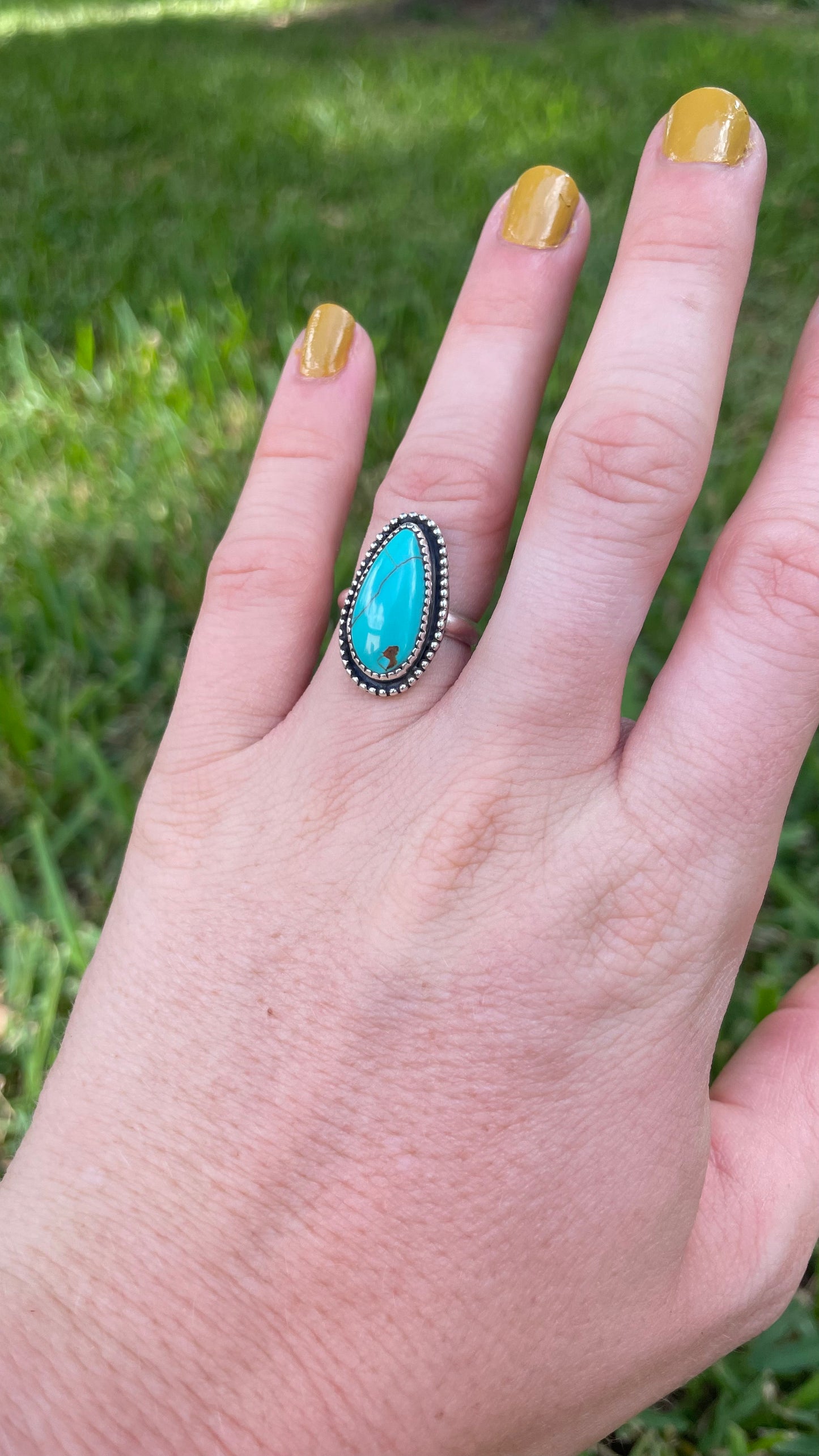 Turquoise Droplet ring- size 5.5