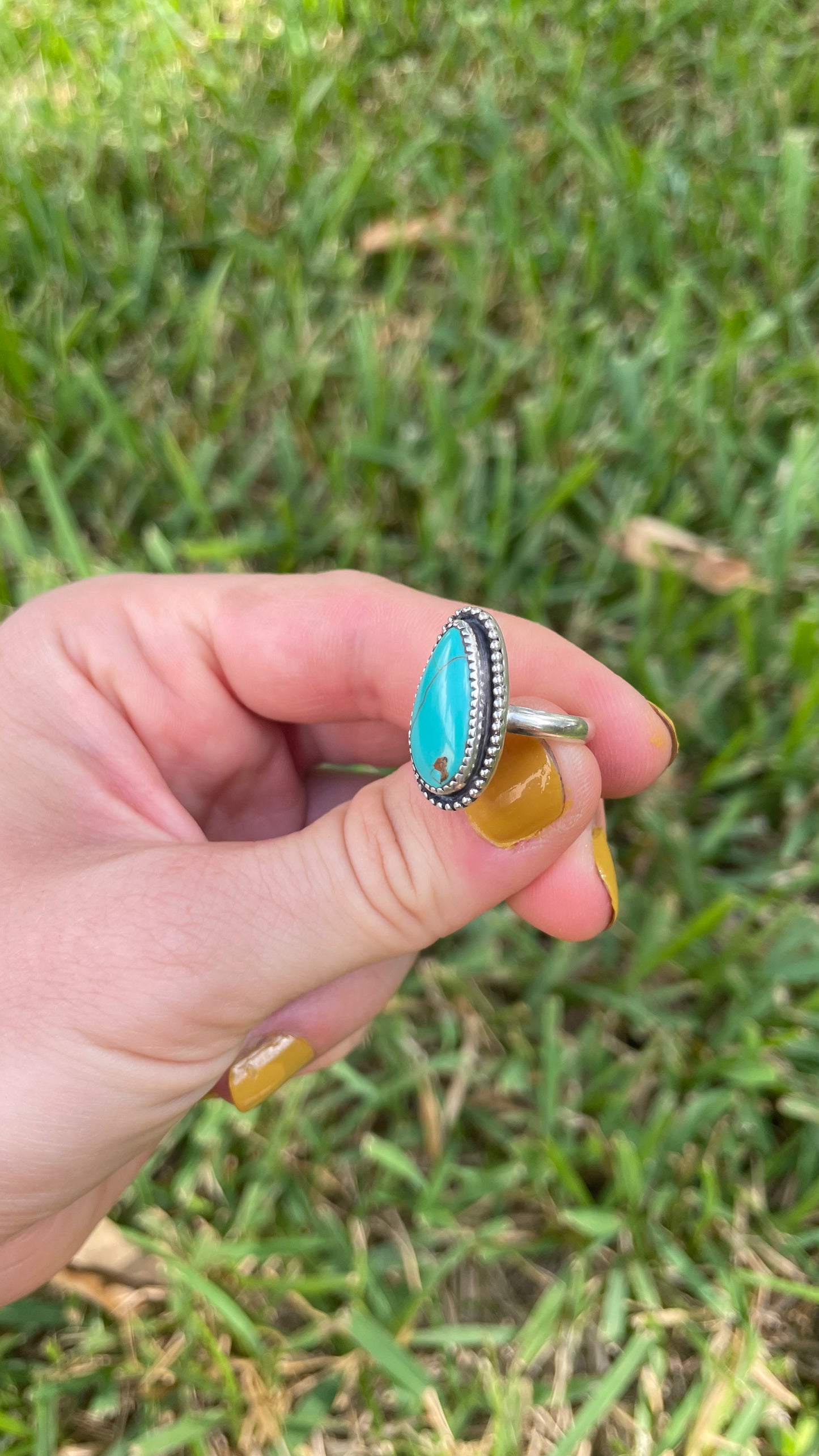 Turquoise Droplet ring- size 5.5
