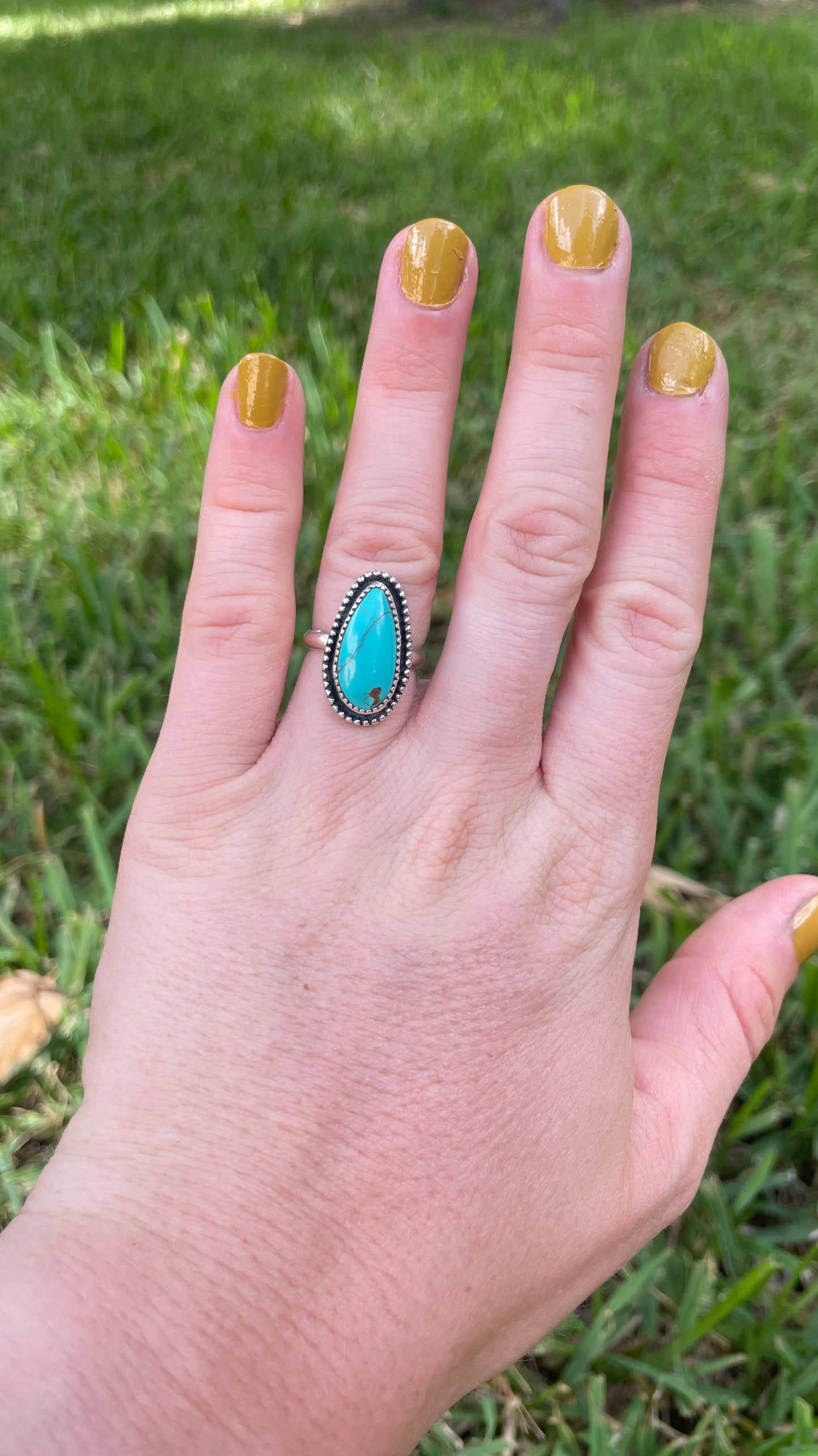 Turquoise Droplet ring- size 5.5