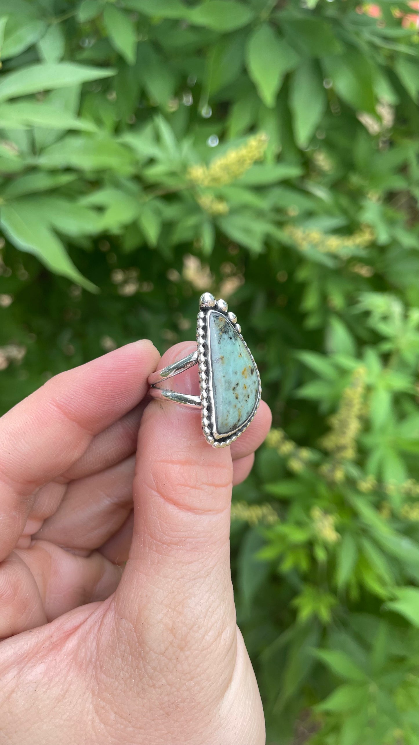 Silver agate ring- sz 7.25