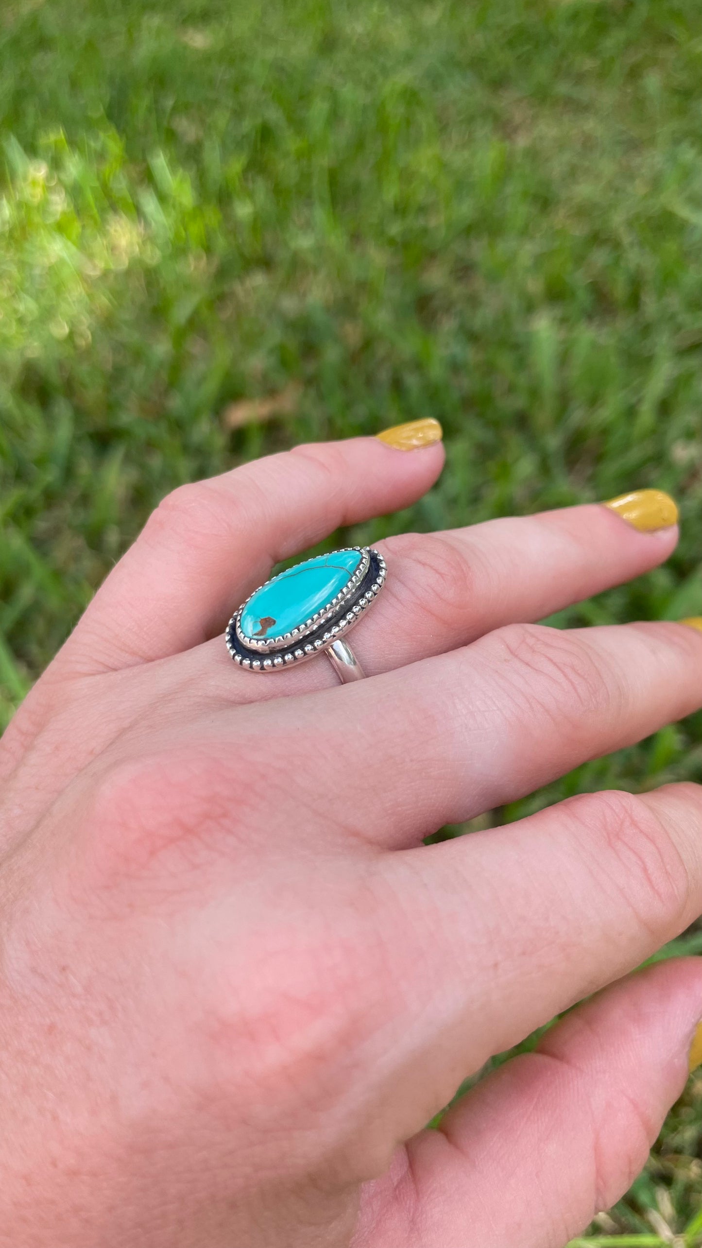 Turquoise Droplet ring- size 5.5