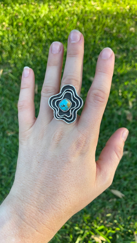 Flower ring- turquoise sz. 7