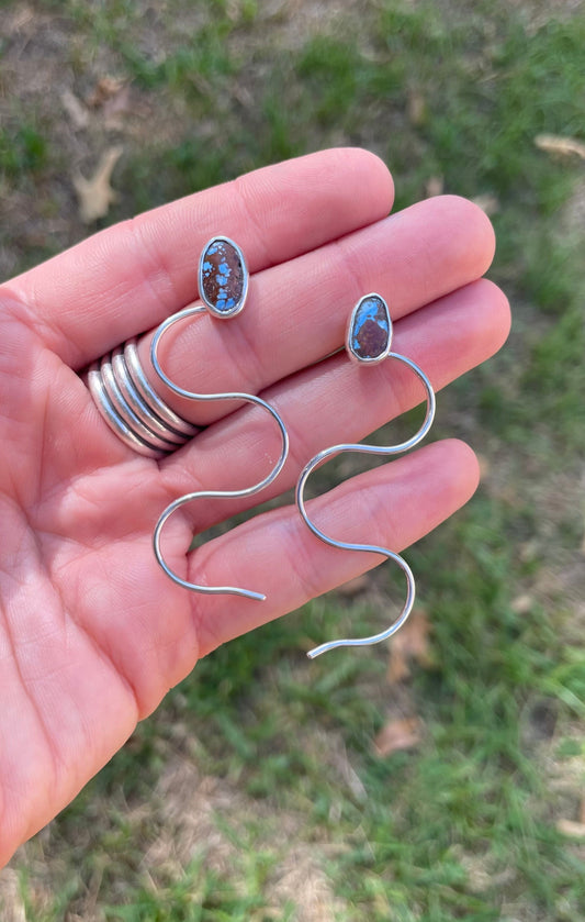 Snake earrings #4- Golden Hills Turquoise