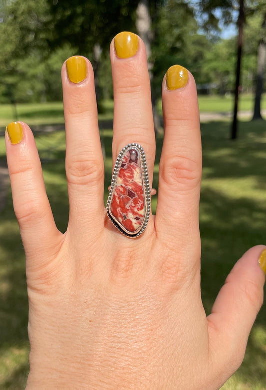 Poppy jasper ring- size 8